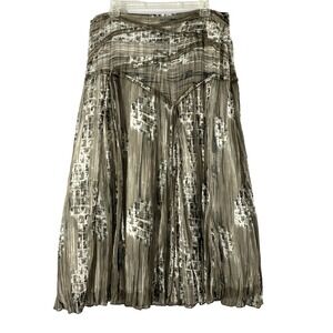 Tribal Maxi Skirt Womens Sz 12 Brown Gray Print Flowy Sheer Fairy Boho Festival‎